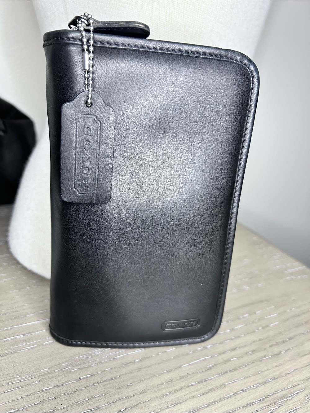COACH Vintage Black Leather Zip-Around Wallet / Travel Organizer